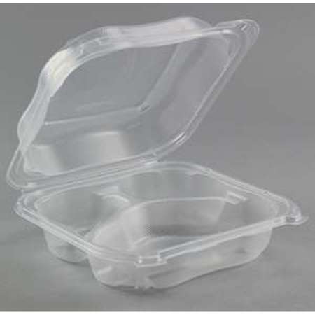 Hinged Container 3 Compartment Clear Large, PK150 -  GENPAK - HINGED, CLX203---CL
